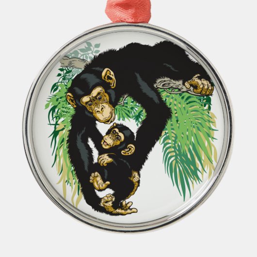 chimp met baby metalen ornament (Voorkant)