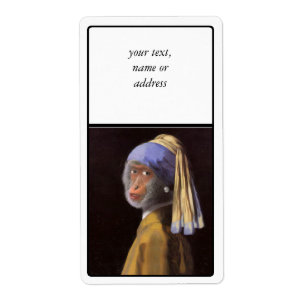 Chimp met de parel etiket