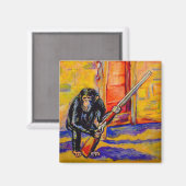 Chimp met een Pistolen magneet (Voorkant / Achterkant)