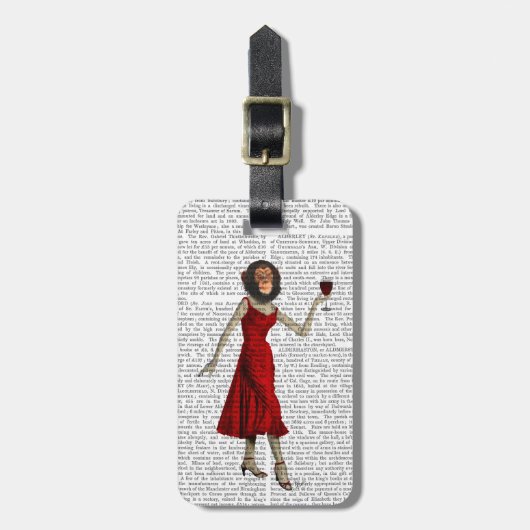 Chimp met wijn bagagelabel (Voorkant verticaal)