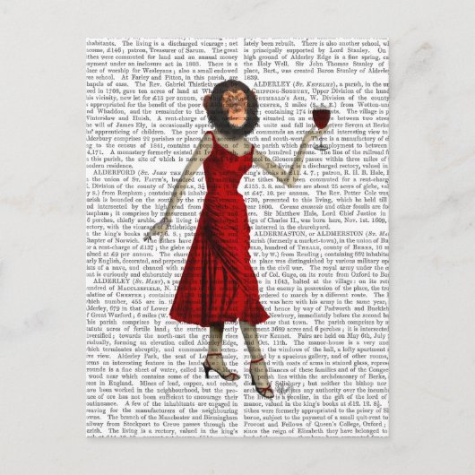 Chimp met wijn briefkaart (Voorkant)