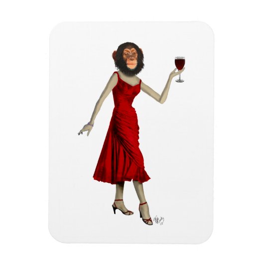 Chimp met wijn magneet (Verticaal)
