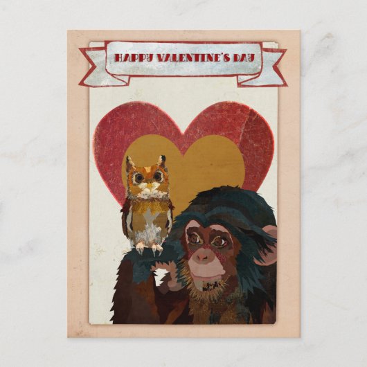 CHIMP & OWL VALENTIJNS Briefkaart (Voorkant)