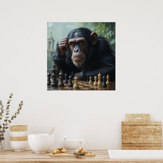 Chimp schaakspel Poster (Keuken)