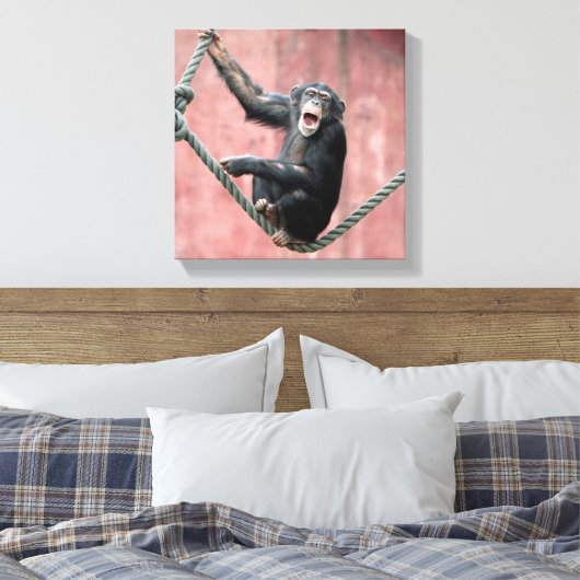 Chimpansee 001 canvas afdruk (Insitu (Slaapkamer))