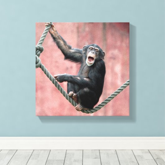 Chimpansee 001 canvas afdruk (Insitu (Houten vloer))