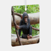 Chimpansee 001 metalen ornament (Voorkant Rechts)