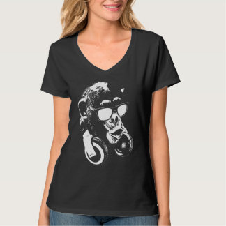 Chimpansee Aap Met Koptelefoon En Zonnebril T-shirt