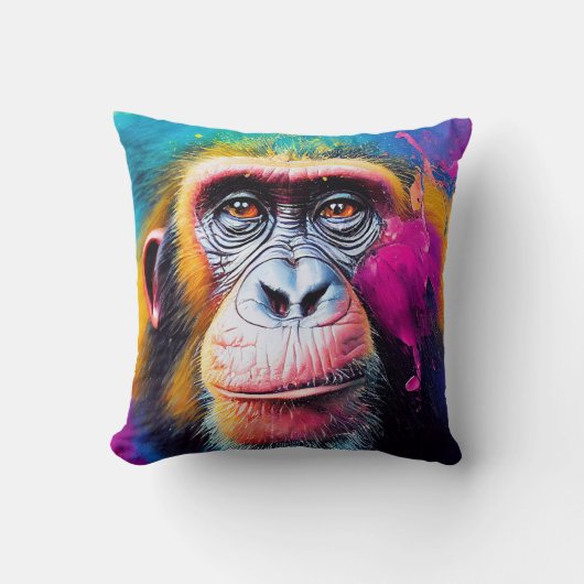 Chimpansee Ape Animal Discovery Adventure Natuur Kussen (Voorkant)