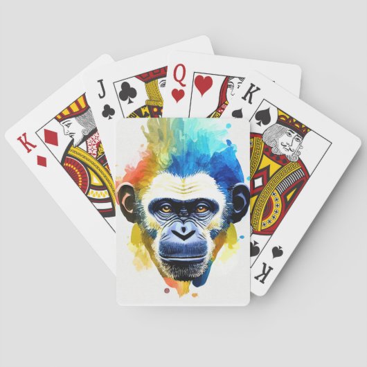 Chimpansee Ape Wilde Natuur Dierlijke Kleur Art Pa Pokerkaarten (Achterkant)