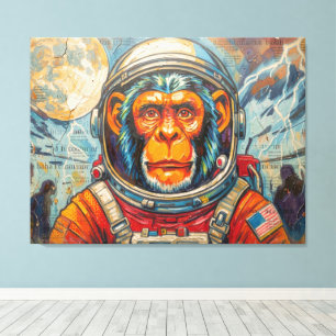 CHIMPANSEE ASTRONAUT-TERUG NAAR HUIS CANVAS AFDRUK
