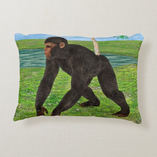 Chimpansee Decoratief Kussen (Achterkant)