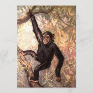 Chimpansee door CE Swan, Vintage wilde jungle dier Kaart