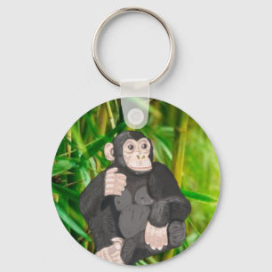 Chimpansee en bamboe sleutelhanger