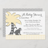 Chimpansee en Palm Tree Baby shower Kaart (Voorkant / Achterkant)