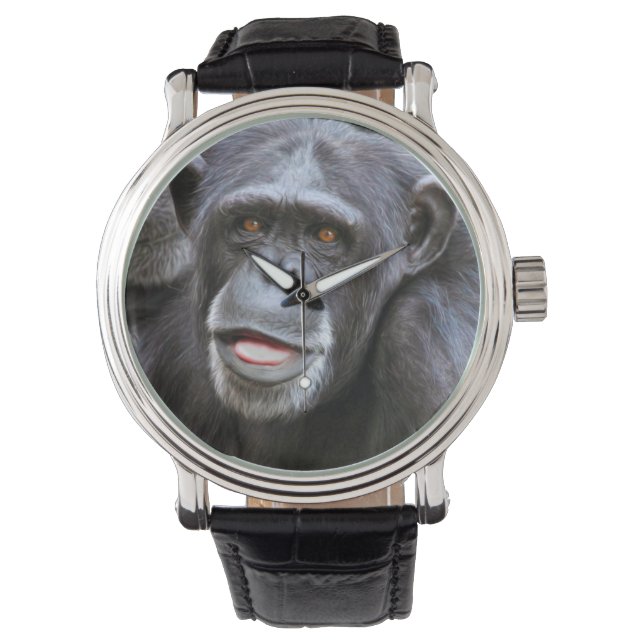 Chimpansee-foto Horloge (Voorkant)