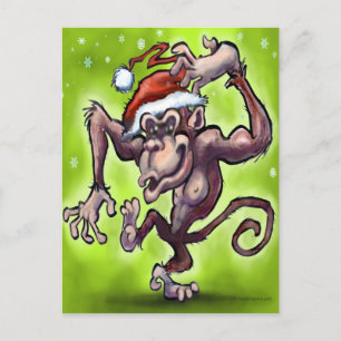 Chimpansee Kerstmis Feestdagenkaart