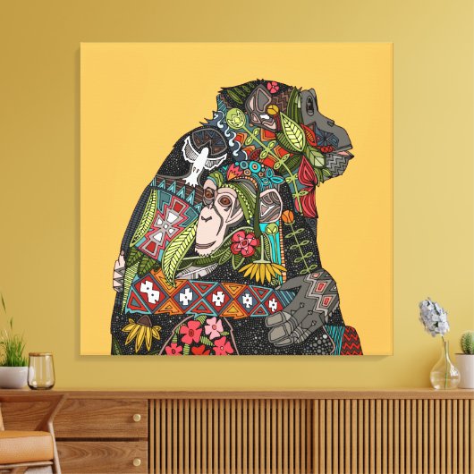 chimpansee-liefde canvas afdruk (Insitu (Woonkamer))