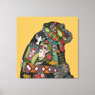 chimpansee-liefde canvas afdruk