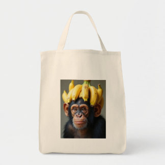 Chimpansee met bananenpruik canvas tas