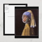 Chimpansee met de Pearl Earring Briefkaart (Voorkant / Achterkant)