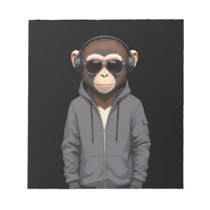Chimpansee met hoodie Grappig Cool Animal Vector Notitieblok