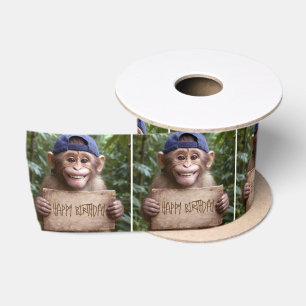 Chimpansee met Verjaardag Bord Lint