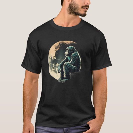 Chimpansee Monkey Wild Forest Animal Retro T-shirt (Voorkant)