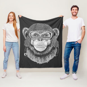 Chimpansee Motorcycle Rider Fleece Deken