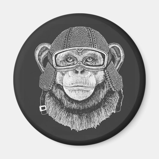 Chimpansee Motorcycle Rider Magneet (Voorkant)