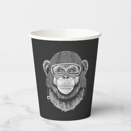 Chimpansee Motorcycle Rider Papieren Bekers (Links)