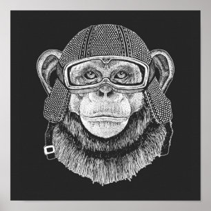 Chimpansee Motorcycle Rider Poster
