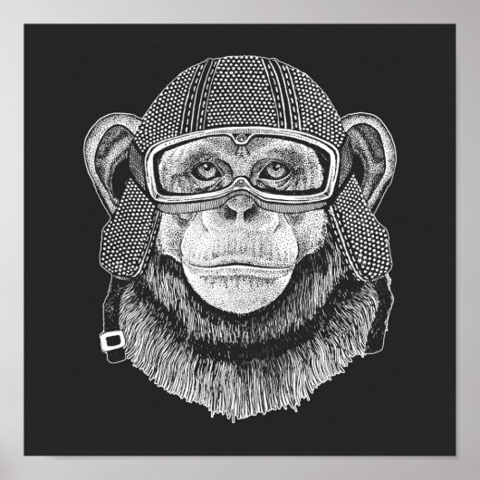 Chimpansee Motorcycle Rider Poster (Voorkant)
