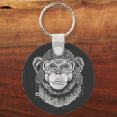 Chimpansee Motorcycle Rider Sleutelhanger (Voorkant)