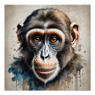 Chimpansee no 4 Glanzend Poster Perfect Poster