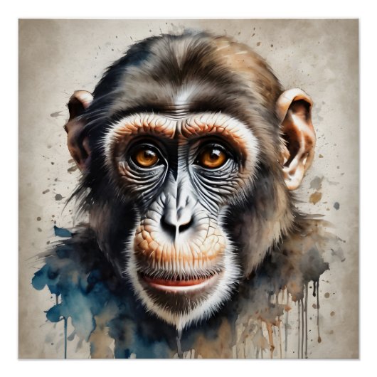 Chimpansee no 4 Glanzend Poster Perfect Poster (Voorkant)