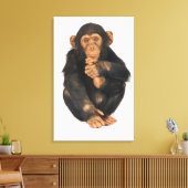 Chimpansee (Pan troglodytes). Jonge speelster Canvas Afdruk (Insitu (Woonkamer))