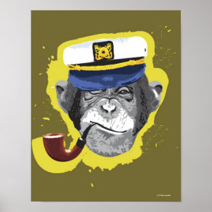 Chimpansee Roking Pipe Poster
