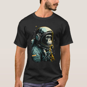 Chimpansee Ruimte Astronaut Reizen Aap Vintage T-shirt