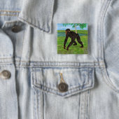 Chimpansee Vierkante Button 5,1 Cm (In situ)