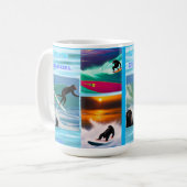 Chimpansees Surfing Photo Collage, Coffee Mok (Voorkant links)