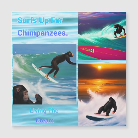 Chimpansees Surfing Photo Collage, Magnetische Kaa (Voorkant)