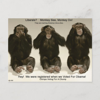 Chimpansees voor een pomp briefkaart