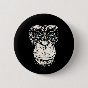Chimpansegebied met blauwe ogen ronde button 5,7 cm