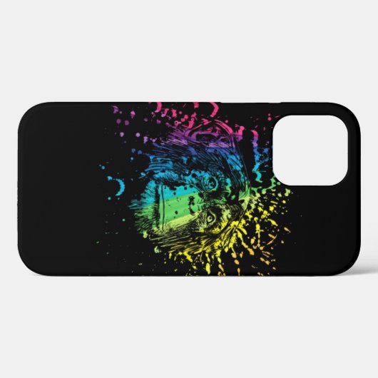 Chimpanzé arc-en-ciel sur coque iphone Coque noir (Verso (horizontal))