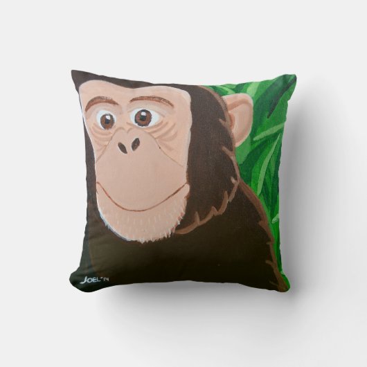 Chimpanzé coussin 16 x 16 carré (Recto)