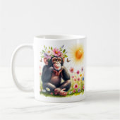 Chimpanzé d'aquarelle de printemps - Mug d'enfant (Gauche)