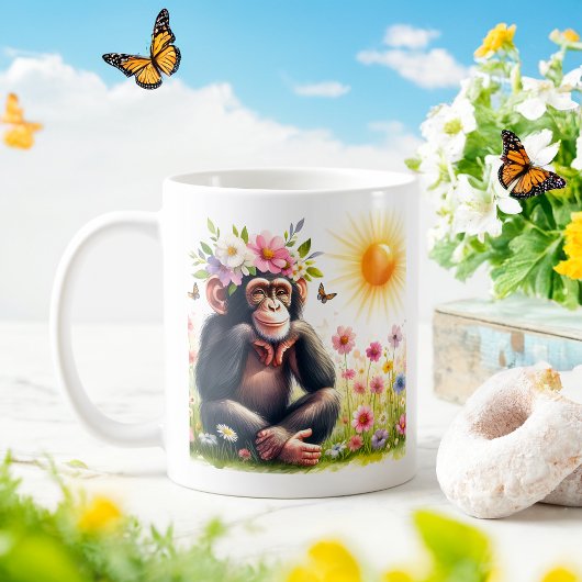 Chimpanzé d'aquarelle de printemps - Mug d'enfant