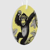 Chimpanzé mignon sur la branche accueille (devant)