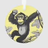 Chimpanzé mignon sur la branche accueille (dos)